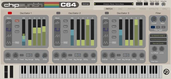 chipsynth C64の画面