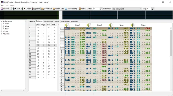 hUGETrackerの画面