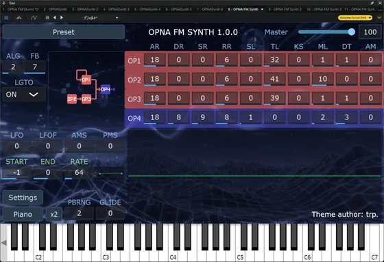 OPNA FM Synthの画面