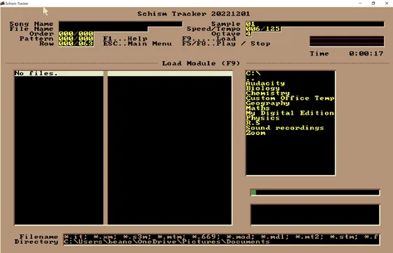 Schism Trackerの画面